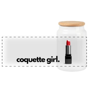 Coquette Mädchen Student Kit Kit - Panorama Keksdose mit Holzdeckel - Weiß - Vorne