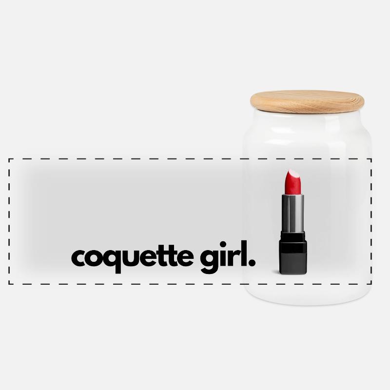Coquette Mädchen Student Kit Kit - Panorama Keksdose mit Holzdeckel - Weiß