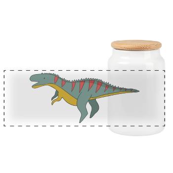 Geschenk Dinosaurier Fossil Kawaii Trex Comic Dino - Panorama Keksdose mit Holzdeckel - Weiß - Vorne