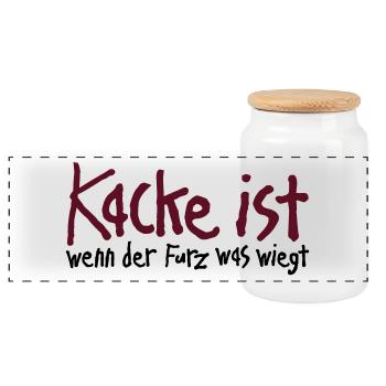 Kacke ist wenn der Furz was wiegt. Scheiße Malheur - Panorama Keksdose mit Holzdeckel - Weiß - Vorne