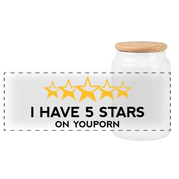 Je ai cinq étoiles sur YouPorn! - Boîte à biscuits avec couvercle en bois - blanc - Devant