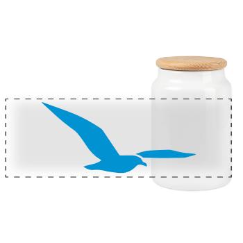 gull - Panoramic Cookie Jar with Wooden Lid - white - Front