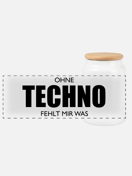 Ohne Techno fehlt dir was - Panorama Keksdose mit Holzdeckel - Weiß