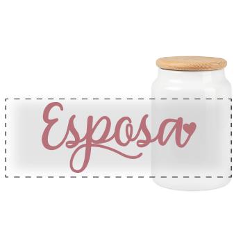 Esposa Cute Wife To Be Bride Couple Wedding Gift - Panoramic Cookie Jar with Wooden Lid - white - Front