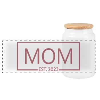 2023, Maman en devenir, annonce de grossesse - Boîte à biscuits avec couvercle en bois - blanc - Devant