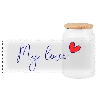 CHRISTMAS. YEAR. ANNIVERSARY. RETIREMENT. DAD. MAMAM. - Panoramic Cookie Jar with Wooden Lid - white - Front