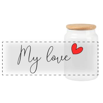 CHRISTMAS. YEAR. ANNIVERSARY. RETIREMENT. DAD. MAMAM. - Panoramic Cookie Jar with Wooden Lid - white - Front