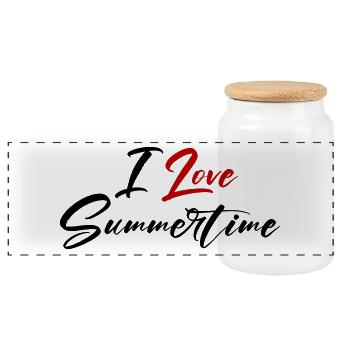 I love summer - Panoramic Cookie Jar with Wooden Lid - white - Front