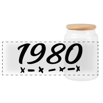 1980 Naissance - 45e anniversaire 1980 Légende 1980 - Boîte à biscuits avec couvercle en bois - blanc - Devant
