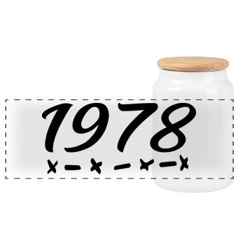 1978 Born - 47th Birthday 1978 Legend 1978 - Panoramic Cookie Jar with Wooden Lid - white - Front