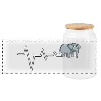 Elefant Pulse T-Shirt - Panorama Keksdose mit Holzdeckel - Weiß - Vorne