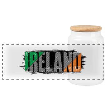 Irland Flagge Gestreifte Wortmarke - Panorama Keksdose mit Holzdeckel - Weiß - Vorne