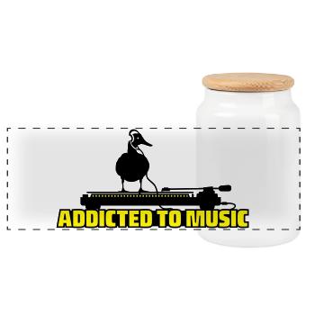 addicted to music - DJ music - Panorama Keksdose mit Holzdeckel - Weiß - Vorne
