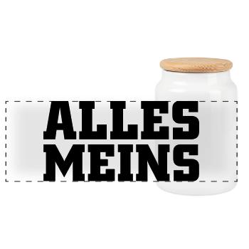 Alles meins - Panorama Keksdose mit Holzdeckel - Weiß - Vorne