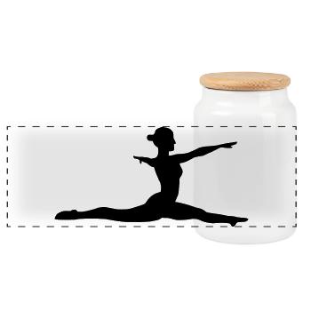 Gymnastic girl - Panoramic Cookie Jar with Wooden Lid - white - Front