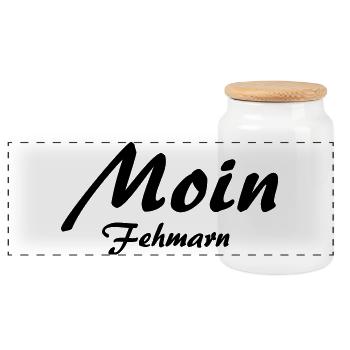 Moin Fehmarn - Panorama Keksdose mit Holzdeckel - Weiß - Vorne