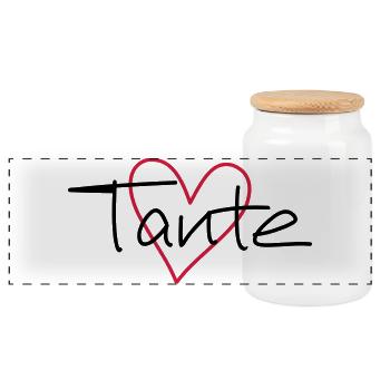 Tante Herz Geschenk Liebe Patentante - Panorama Keksdose mit Holzdeckel - Weiß - Vorne