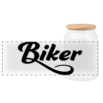 2541614 112658630 biker - Boîte à biscuits avec couvercle en bois - blanc - Devant