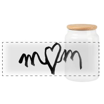 I heart MOM love - das Geschenk zum Muttertag - Panorama Keksdose mit Holzdeckel - Weiß - Vorne