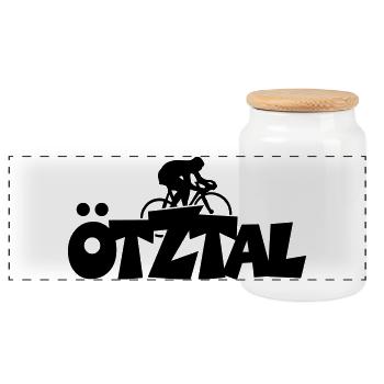 Ötztal Fahrrad - Panorama Keksdose mit Holzdeckel - Weiß - Vorne