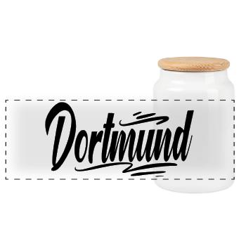 Dortmund - Panorama Keksdose mit Holzdeckel - Weiß - Vorne