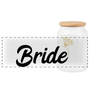 Bride Braut T-Shirt I Junggesellinnenabschied JGA - Panorama Keksdose mit Holzdeckel - Weiß - Vorne
