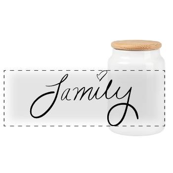 famille - Boîte à biscuits avec couvercle en bois - blanc - Devant