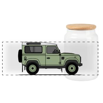 Defender 90 - Panoramic Cookie Jar with Wooden Lid - white - Front