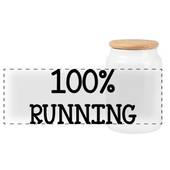 Running / Jogging / Run / Trail / Sport - Panoramic Cookie Jar with Wooden Lid - white - Front