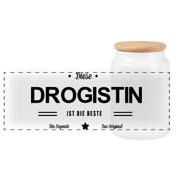 Beste Drogistin - Panorama Keksdose mit Holzdeckel - Weiß - Vorne