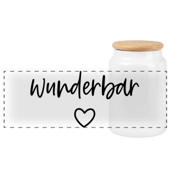 wunderbar Herz - Panorama Keksdose mit Holzdeckel - Weiß - Vorne