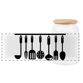 Ustensiles de cuisine ustensiles de cuisine - Boîte à biscuits avec couvercle en bois - blanc - Devant