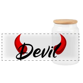 I'm a Devil - Devil - Panoramic Cookie Jar with Wooden Lid - white - Front