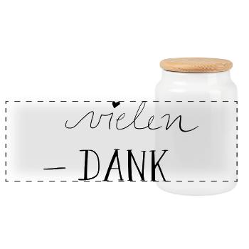 vielen Dank - Panorama Keksdose mit Holzdeckel - Weiß - Vorne