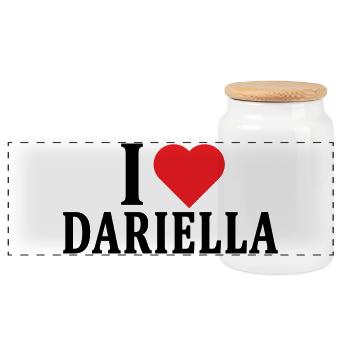 T-shirt J’adore Dariella t-shirt idée cadeau - Boîte à biscuits avec couvercle en bois - blanc - Devant