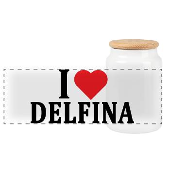 T-shirt I love Delfina t-shirt gift idea - Panoramic Cookie Jar with Wooden Lid - white - Front