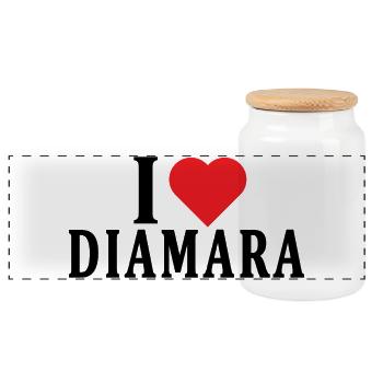 T-shirt J’adore Diamara t-shirt idée cadeau - Boîte à biscuits avec couvercle en bois - blanc - Devant