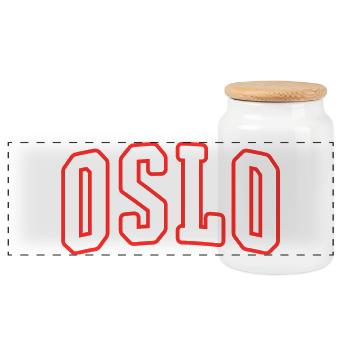 Logo de la ville universitaire d’Oslo Imprimé - Boîte à biscuits avec couvercle en bois - blanc - Devant