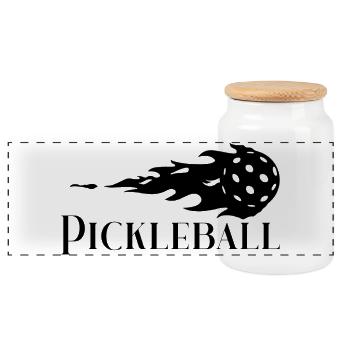 Pickleball - Panorama Keksdose mit Holzdeckel - Weiß - Vorne