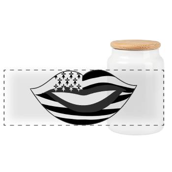 Bouche Breizh avec Gwenn Ha Du Bisous de Bretagne - Boîte à biscuits avec couvercle en bois - blanc - Devant