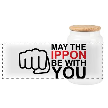 May the Ippon be with you 2 - Panorama Keksdose mit Holzdeckel - Weiß - Vorne