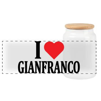 t-shirt I love Gianfranco t-shirt gift idea - Panoramic Cookie Jar with Wooden Lid - white - Front