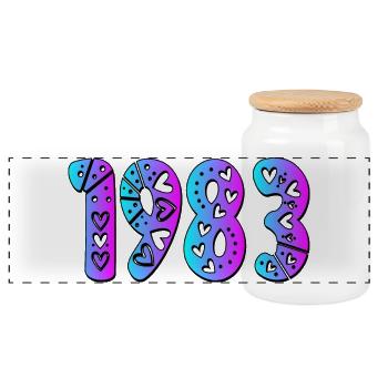 Année de naissance 1983 - Boîte à biscuits avec couvercle en bois - blanc - Devant