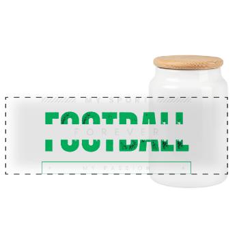 Football my sport my passion green - Panoramic Cookie Jar with Wooden Lid - white - Front
