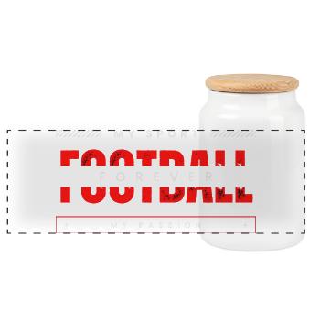 Football my sport my passion red - Panoramic Cookie Jar with Wooden Lid - white - Front