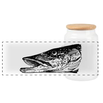 Brochet - Pêche au brochet - Poisson préféré - Boîte à biscuits avec couvercle en bois - blanc - Devant