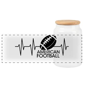 american football pulse icon heartbeat team icon - Panoramic Cookie Jar with Wooden Lid - white - Front