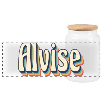Alvise retro t-shirt vintage t-shirt gift idea - Panoramic Cookie Jar with Wooden Lid - white - Front