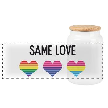 LGBTQ Pride Month - Same Love - Panoramic Cookie Jar with Wooden Lid - white - Front