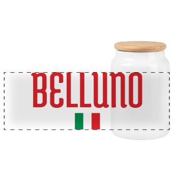 Belluno Italy Flag-Artistic Typography Design - Panoramic Cookie Jar with Wooden Lid - white - Front